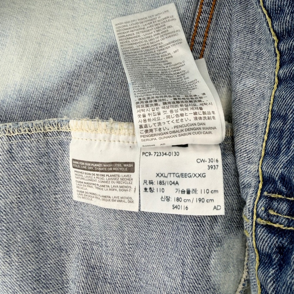 Levis 72334 Trucker Jacket Bleach Wash NVR ALN Graphic Denim XXL Blue Pink 2016 - Picture 8 of 8